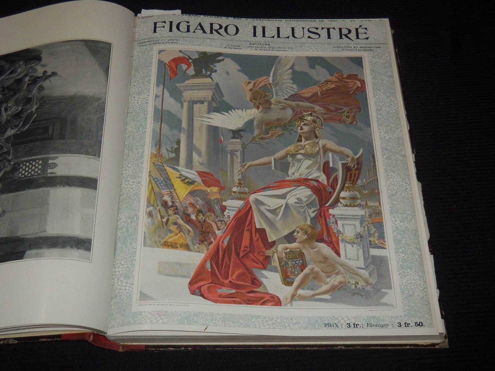 1899 FIGARO ILLUSTRE FRENCH MAGAZINE BOUND VOLUME - NICE COLOR ILLUSTRATIONS: A bound volume of Figaro Illustre French magazine from 1899 featuring nice color illustrations. The March issue is not bound in.