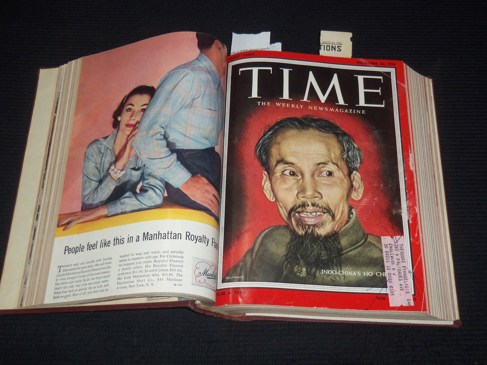 1954-1955 TIME MAGAZINE BOUND VOLUME - HEMINGWAY - DISNEY: A bound volume of TIME magazine from November 1, 1954 to January 31, 1955.