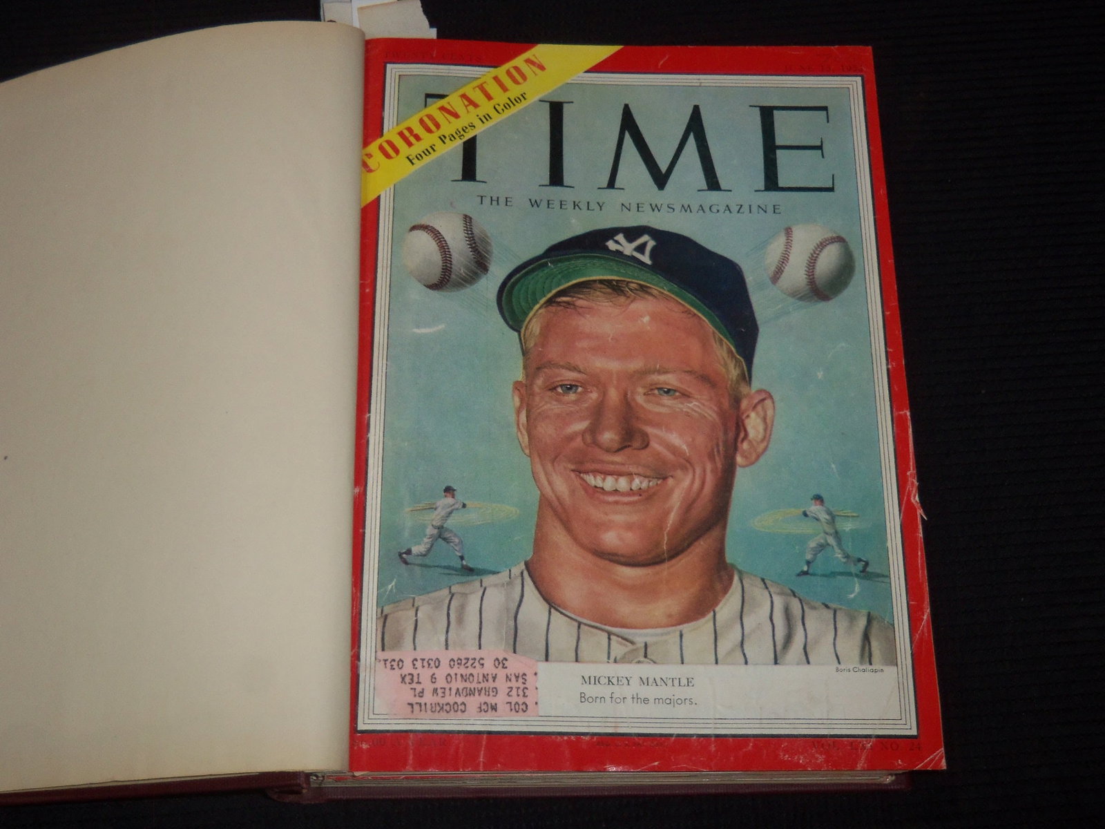 1953 JUNE-AUGUST TIME MAGAZINE BOUND VOLUME - MICKEY MANTLE: A bound volume of TIME magazine from June 15-August 31 of 1953.