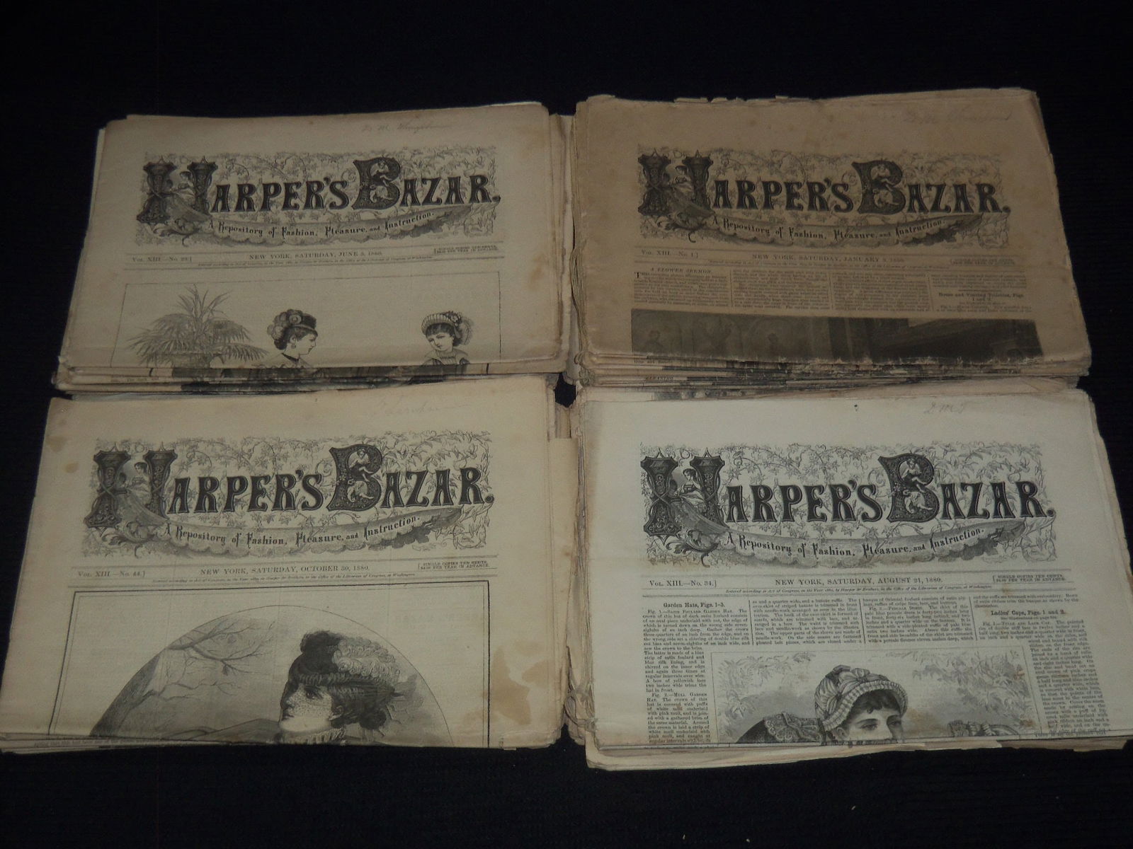 1880 HARPER'S BAZAR MAGAZINE LOT OF 50 ISSUES - FASHION ILLUSTRATIONS (1 of 7)