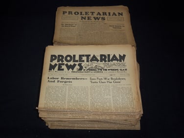 1935-1954 PROLETARIAN NEWS NEWSPAPER HUGE LOT OF 292 ISSUES