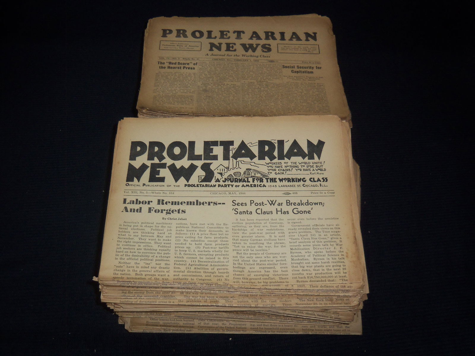1935-1954 PROLETARIAN NEWS NEWSPAPER HUGE LOT OF 292 ISSUES (1 of 4)