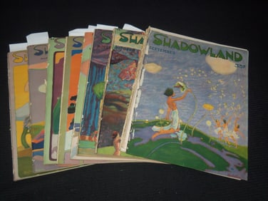 1920-1921 SHADOWLAND MAGAZINE LOT OF 8 ISSUES - GREAT ILLUSTRATIONS