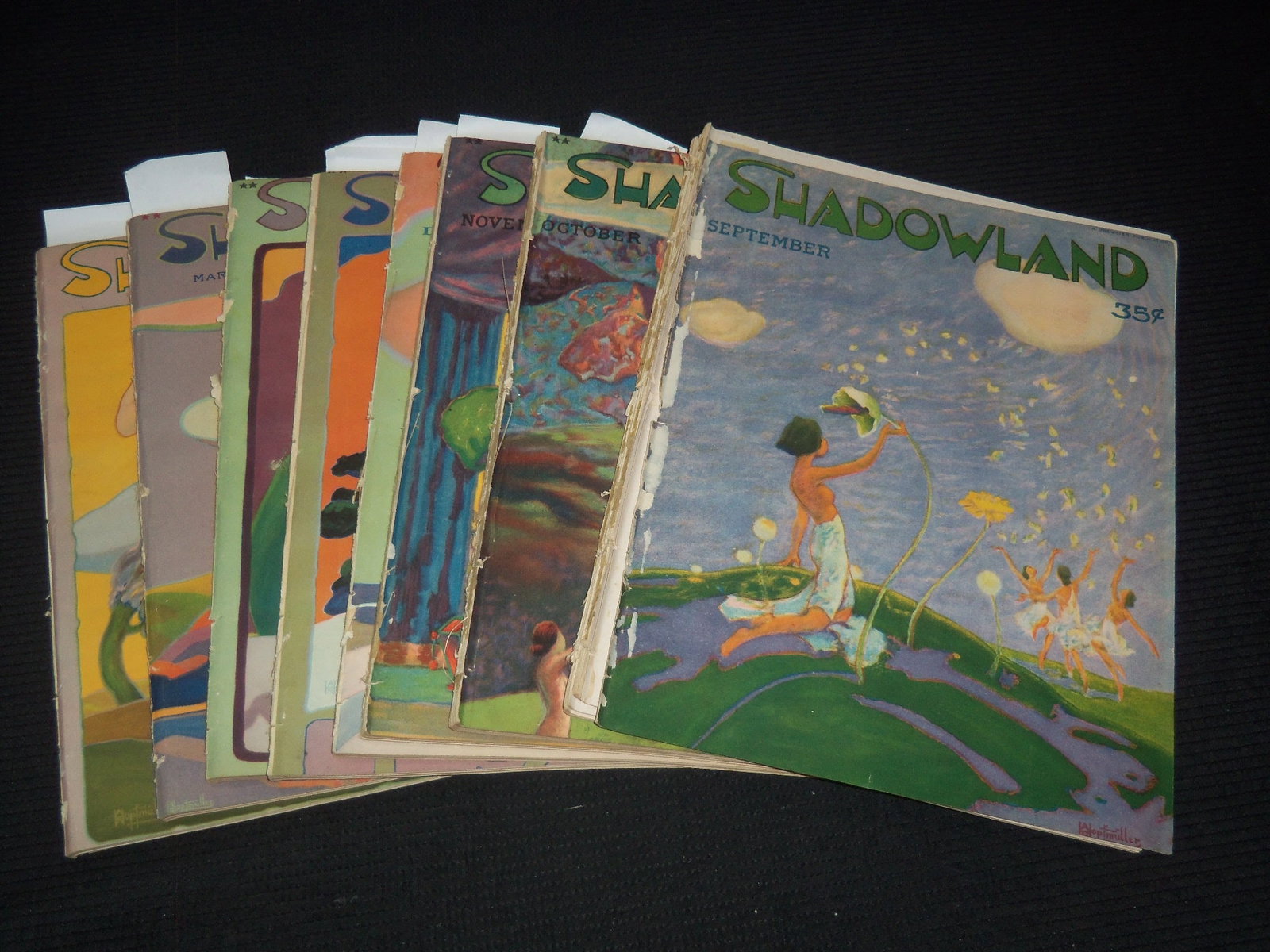 1920-1921 SHADOWLAND MAGAZINE LOT OF 8 ISSUES - GREAT ILLUSTRATIONS (1 of 12)