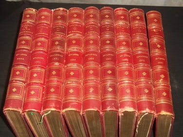 1882-1897 LA VIE PARISIENNE FRENCH MAGAZINE BOUND VOLUMES - 9 TOTAL