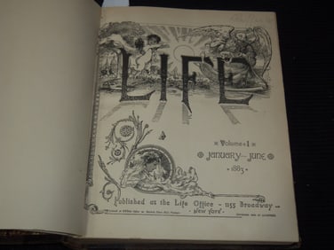 1883 JANUARY-DECEMBER LIFE MAGAZINE BOUND VOLUME NO. 1 - FIRST ISSUE - COMPLETE YEAR