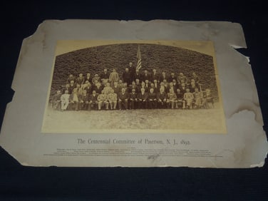 1892 PATERSON NEW JERSEY CENTENNIAL COMMITTEE GROUP MOUNTED PHOTO - 18x24