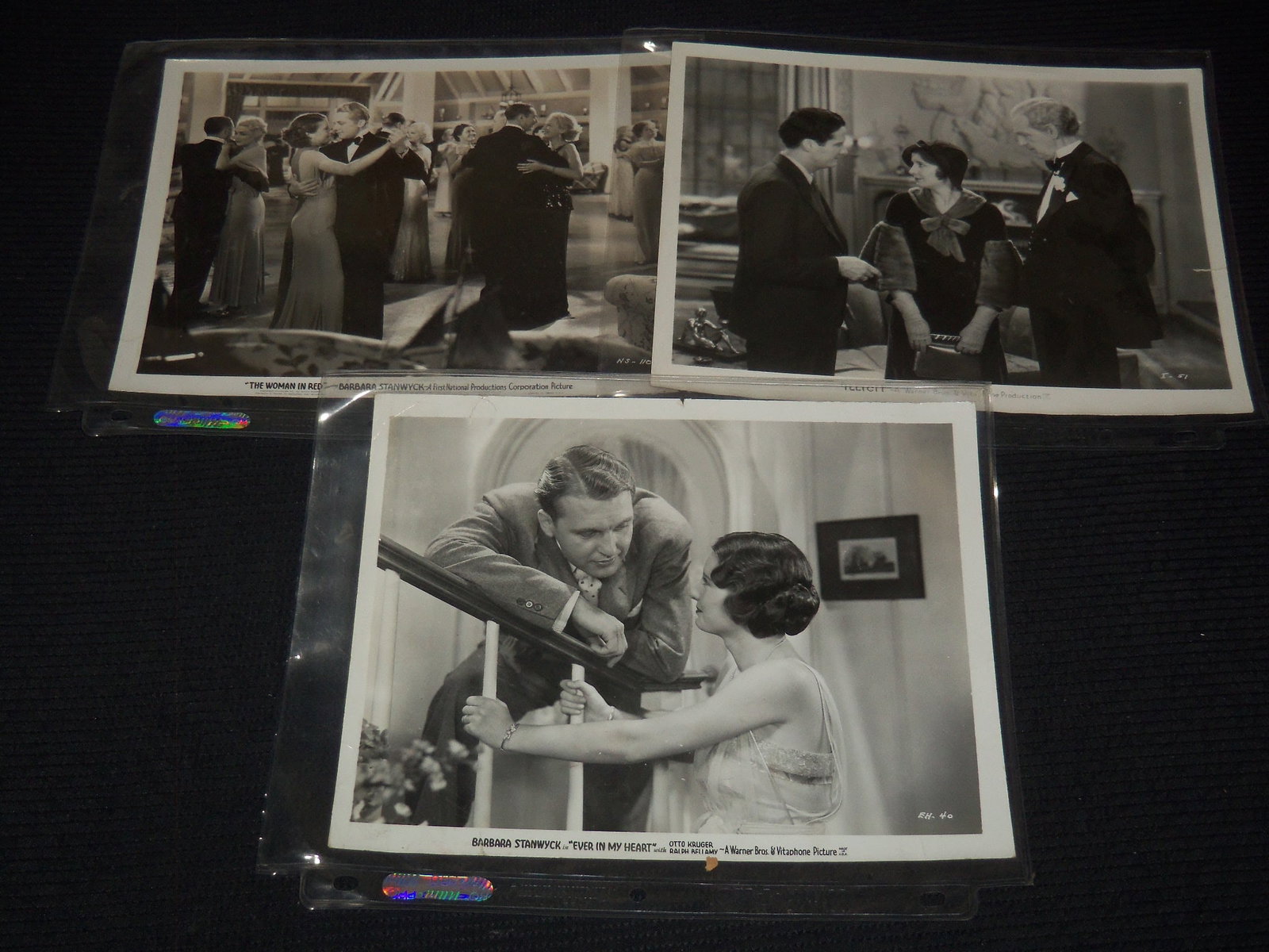 BARBARA STANWYCK ORIGINAL MOVIE STILLS LOT OF 3 - 8x10: This is a lot of 3 original movie stills of Barbara Stanwyck.