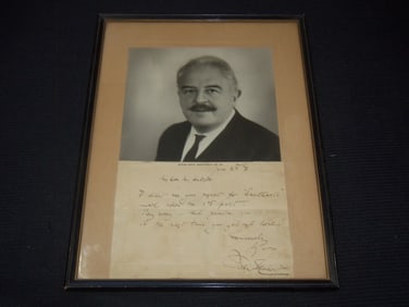 VICTOR HERBERT SIGNED LETTER WITH PHOTO FRAMED - 12 1/2"x16 1/2"