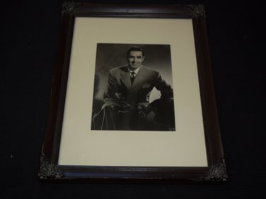 TYRONE POWER AUTOGRAPHED FRAMED PHOTO - 14x18