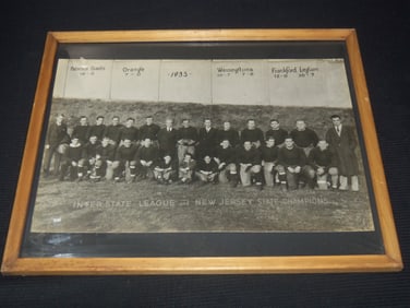 1933 NEW JERSEY STATE CHAMPIONS FOOTBALL TEAM FRAMED PHOTO - 21x17