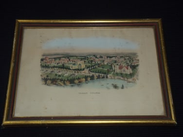 OLD VASSAR COLLEGE FRAMED LITHOGRAPH - 14x10 1/2