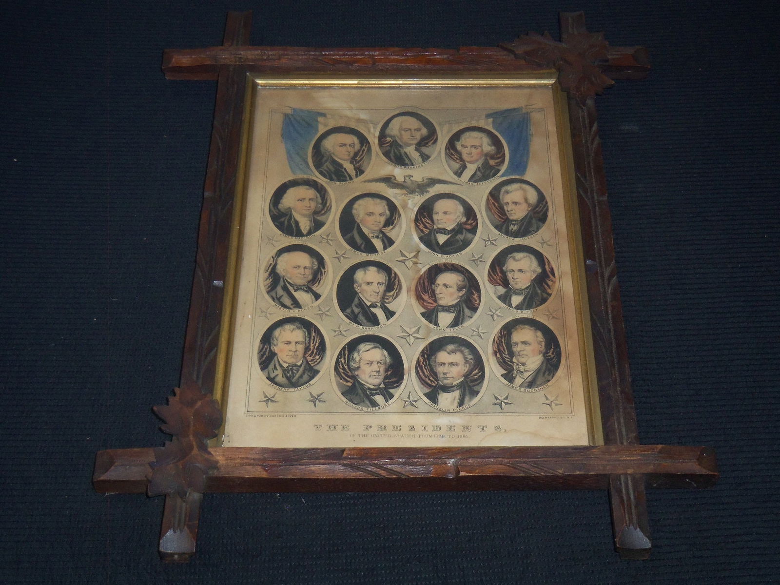 CURRIER & IVES THE PRESIDENTS 1789-1861 FRAMED LITHOGRAPH - 12x16 (1 of 3)