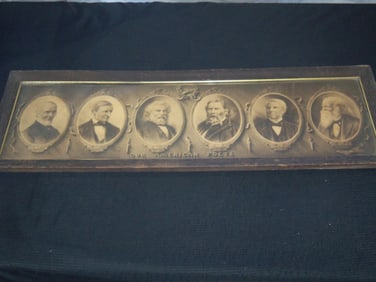 OUR AMERICAN POETS FRAMED PHOTO - LONGFELLOW - LOWELL - EMERSON - WHITTIER - BRYANT - 10 1/2x31