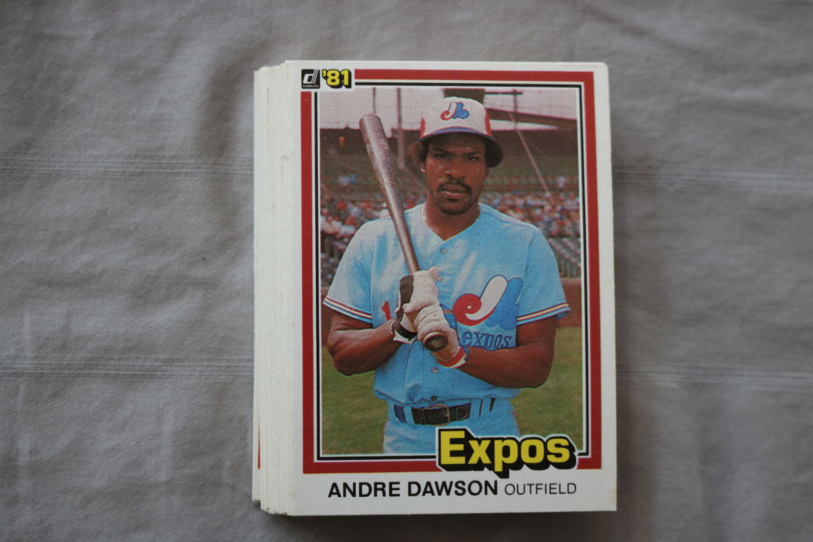 ANDRE DAWSON 1981 DONRUSS BASEBALL CARDS - CARD #212 - NEAR MINT TO MINT CONDITION - LOT OF 44: This is a lot of 44 1981 Steve Carlton Donruss, card number 212, baseball cards. The cards are in near mint to mint condition.