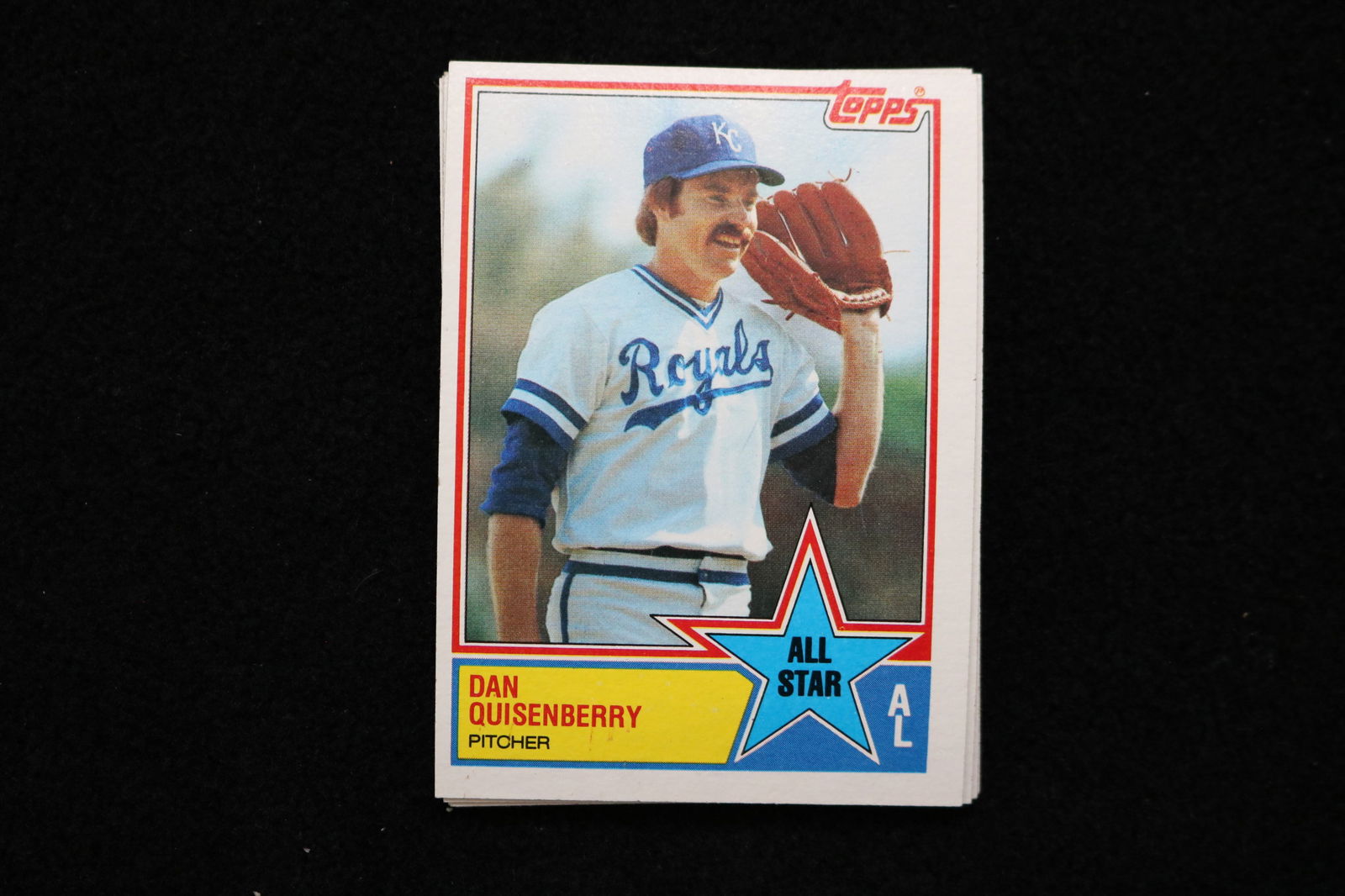 DAN QUISENBERRY ALL STAR 1983 TOPPS BASEBALL CARDS - #396 - NEAR MINT TO MINT CONDITION - LOT OF 7: This is a lot of 7 Dan Quisenberry 1983 All Star Topps, card number 396, baseball cards. The cards are in near mint to mint condition.