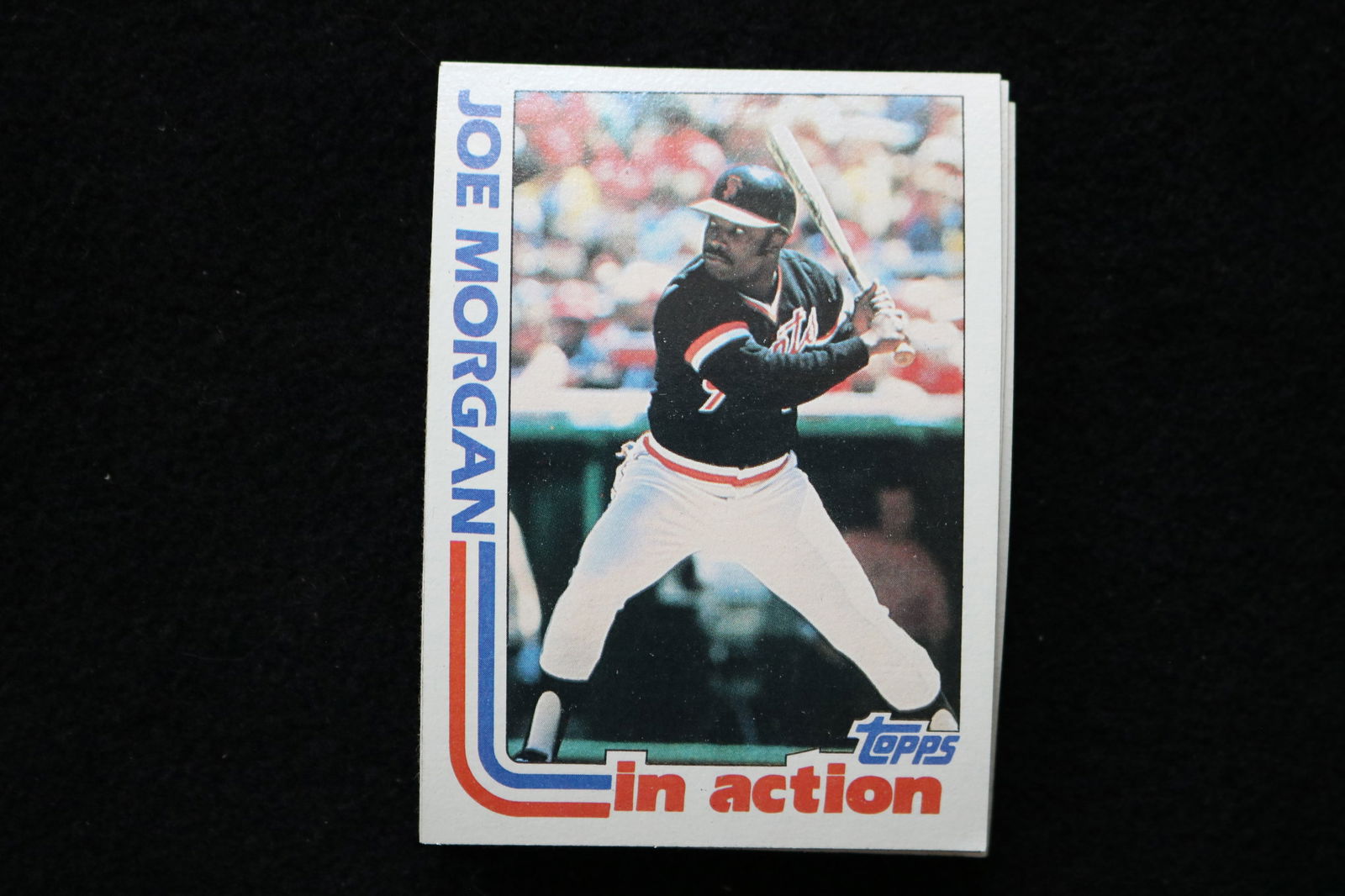 JOE MORGAN IN ACTION 1982 TOPPS BASEBALL CARDS - #755 - NEAR MINT TO MINT CONDITION-LOT OF 13: This is a lot of 13 Joe Morgan 1982 Topps In Action, card number 755, baseball cards. The cards are in near mint to mint condition.