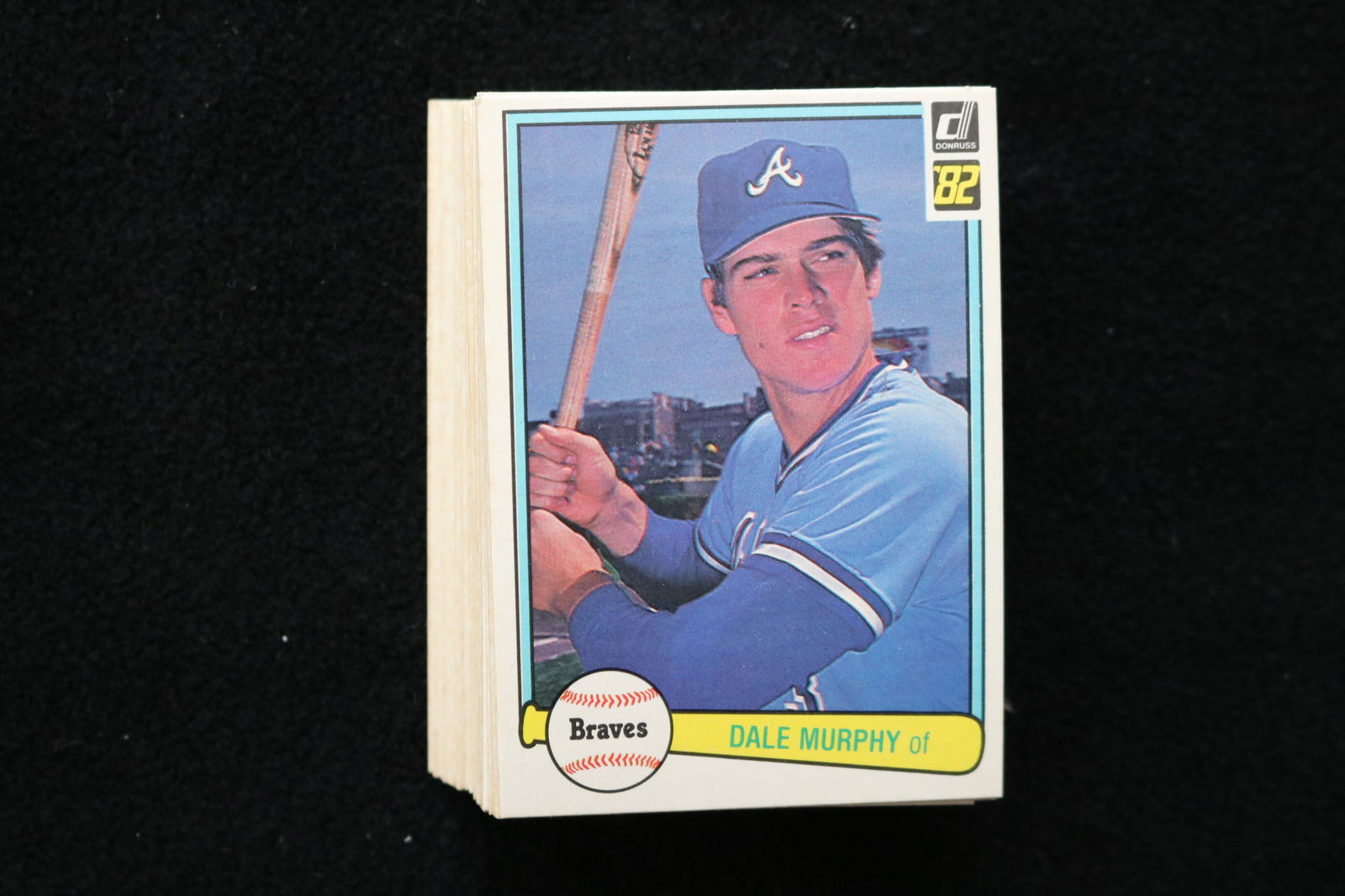 DALE MURPHY 1982 DONRUSS BASEBALL CARDS - #299 - NEAR MINT TO MINT CONDITION - LOT OF 50: This is a lot of 50 Dale Murphy 1982 Donruss, card number 299, baseball cards. The cards are in near mint to mint condition.