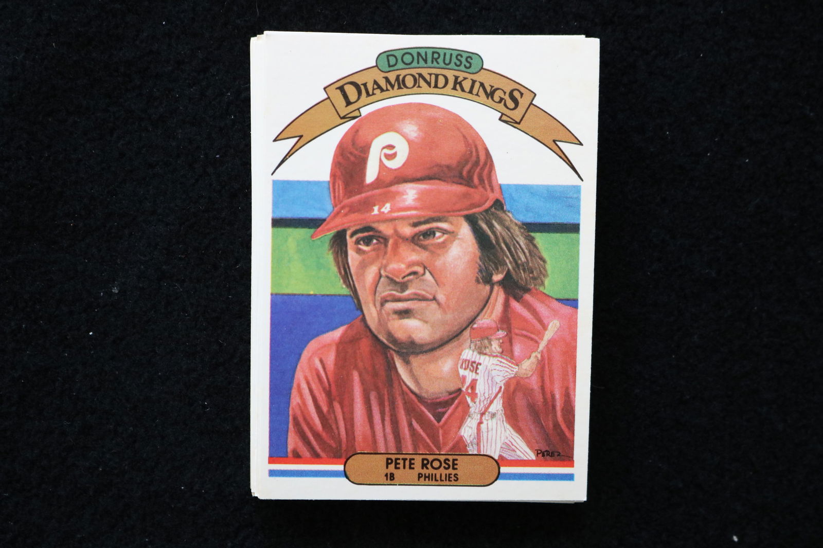 PETE ROSE 1982 DONRUSS DIAMOND KINGS BASEBALL CARDS - #1 - NEAR MINT TO MINT CONDITION - LOT OF 23: This is a lot of 23 Pete Rose 1982 Donruss Diamond Kings, card number 1, baseball cards. The cards are in near mint to mint condition.