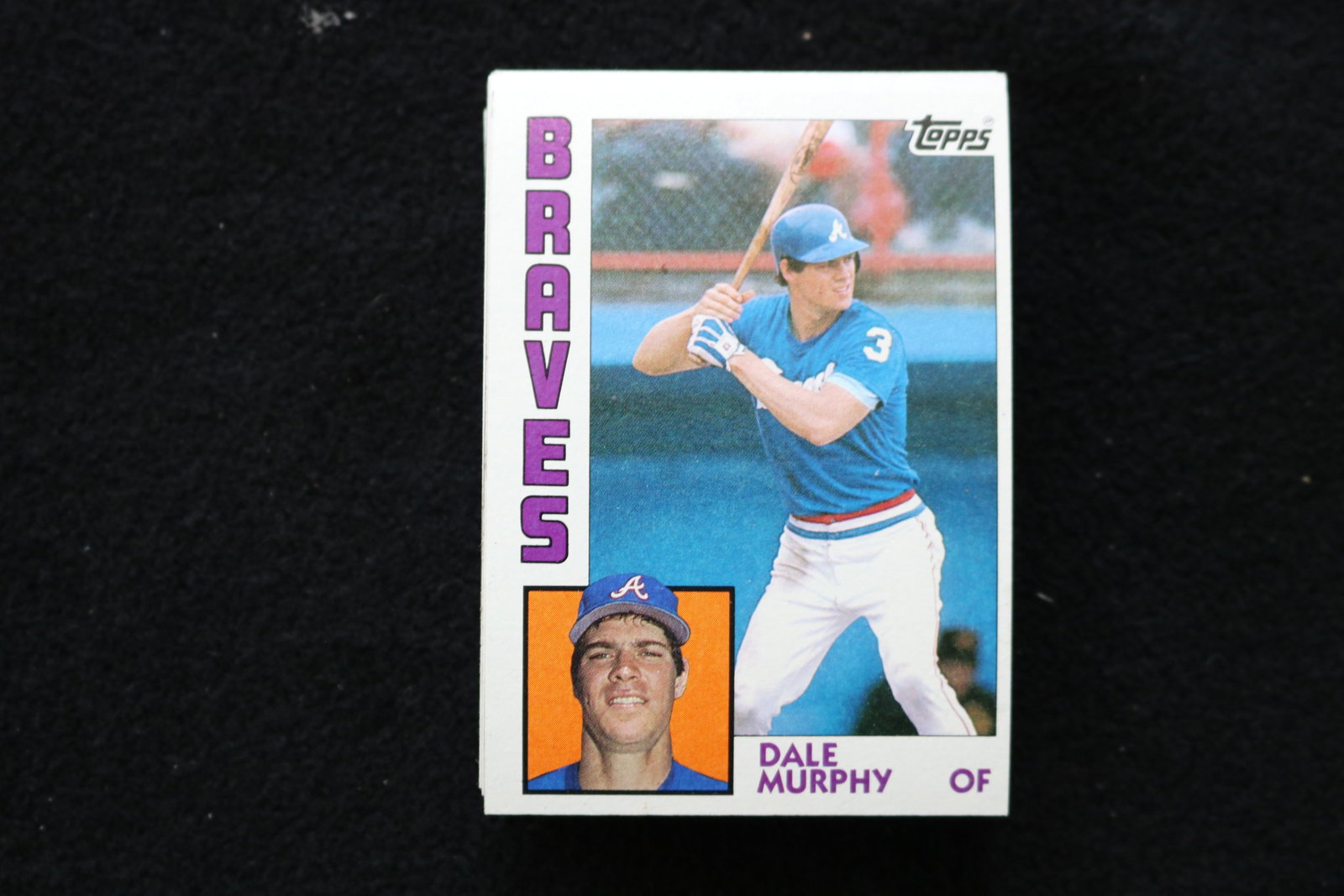 DALE MURPHY 1984 TOPPS BASEBALL CARDS - CARD #150 - NEAR MINT TO MINT CONDITION - LOT OF 34: This is a lot of 34 Dale Murphy 1984 Topps, card number 150, baseball cards. The cards are in near mint to mint condition.
