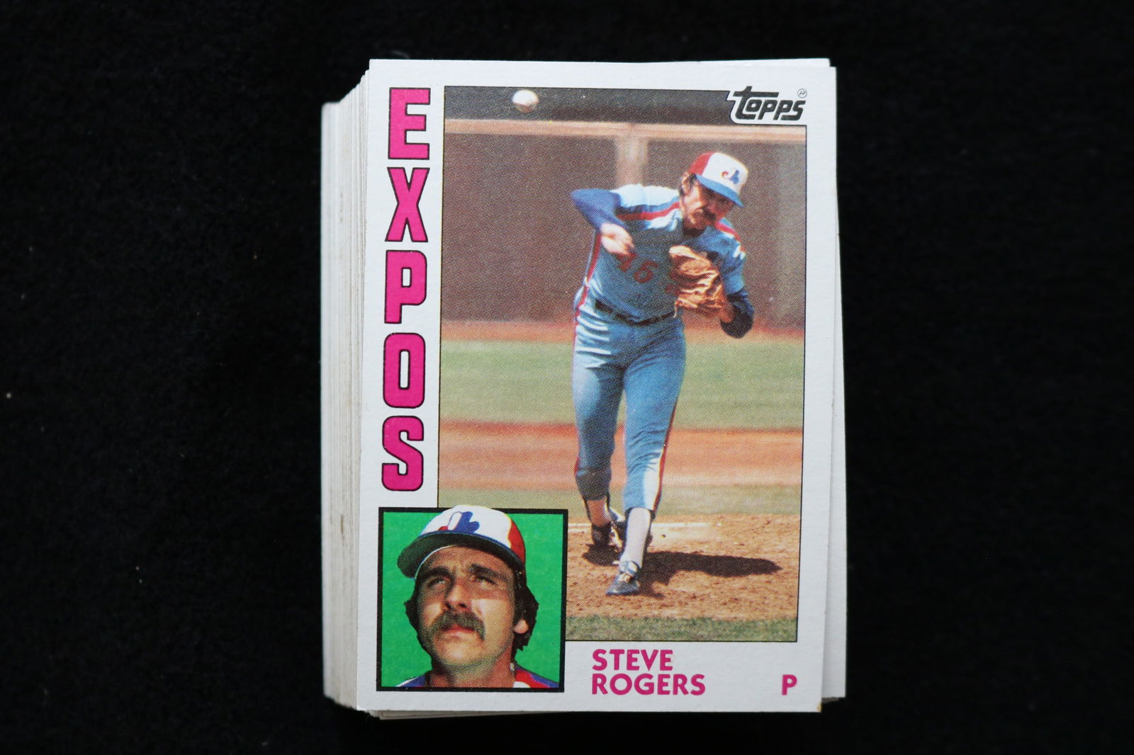 STEVE ROGERS 1984 TOPPS BASEBALL CARDS - CARD #80 - NEAR MINT TO MINT CONDITION - LOT OF 62: This is a lot of 62 Steve Rogers 1984 Topps, card number 80, baseball cards. The cards are in near mint to mint condition.