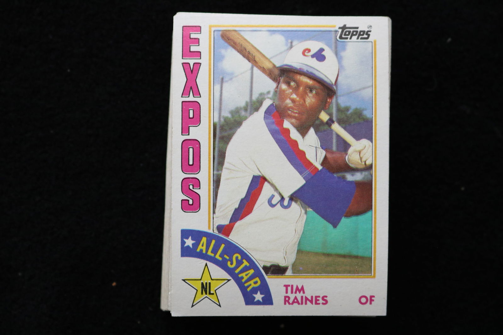 TIM RAINES 1984 TOPPS ALL STAR BASEBALL CARDS - CARD #390 - NEAR MINT TO MINT CONDITION - LOT OF 59: This is a lot of 59 Tim Raines 1984 Topps All Star, card number 390, baseball cards. The cards are in near mint to mint condition.