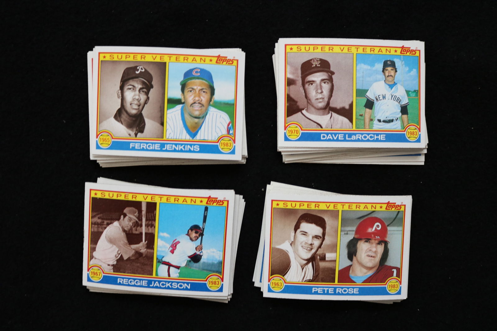 1983 TOPPS BASEBALL CARDS -SUPER VETERAN & ALL STAR -NEAR MINT TO MINT CONDITION - LOT OF 61: This is a lot of 53 Super Veteran and 8 All Star cards from the 1983 Topps baseball cards set. The cards are in near mint to mint condition.