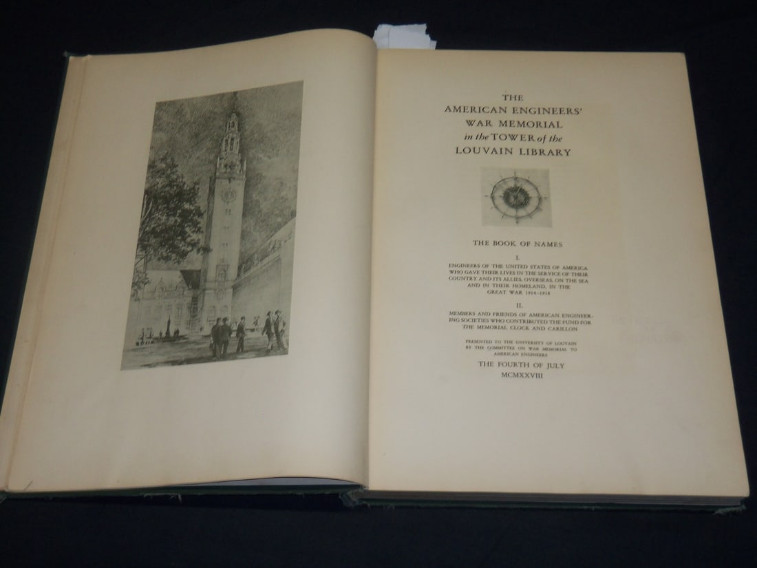 1928 THE AMERICAN ENGINEERS WAR MEMORIAL VOLUME - LOUVAIN LIBRARY (1 of 9)