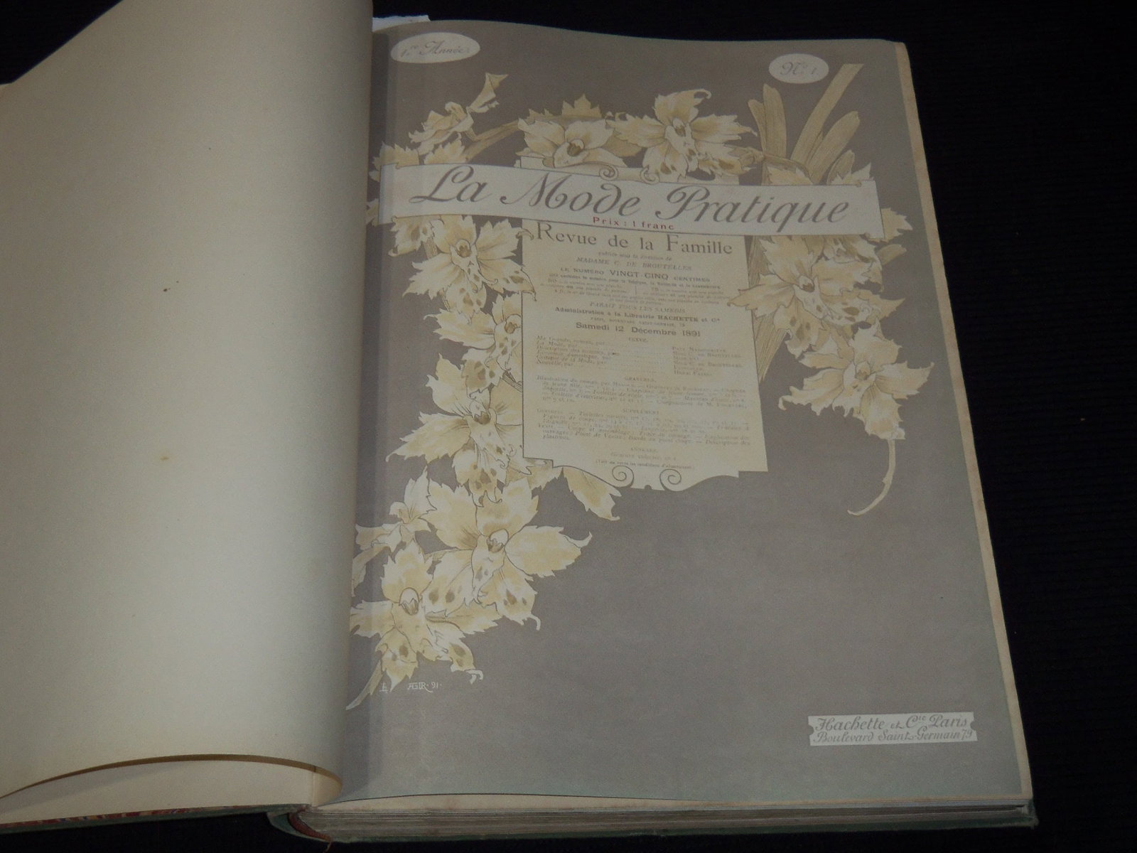 1892 JANUARY-MAY LA MODE PRATIQUE MAGAZINE BOUND VOLUME VOLUME 1 - COLOR PRINTS (1 of 7)