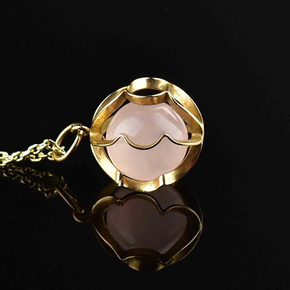 Chanel Gold Runway Rose Quartz & Gripoix Goosens Cross Pendant