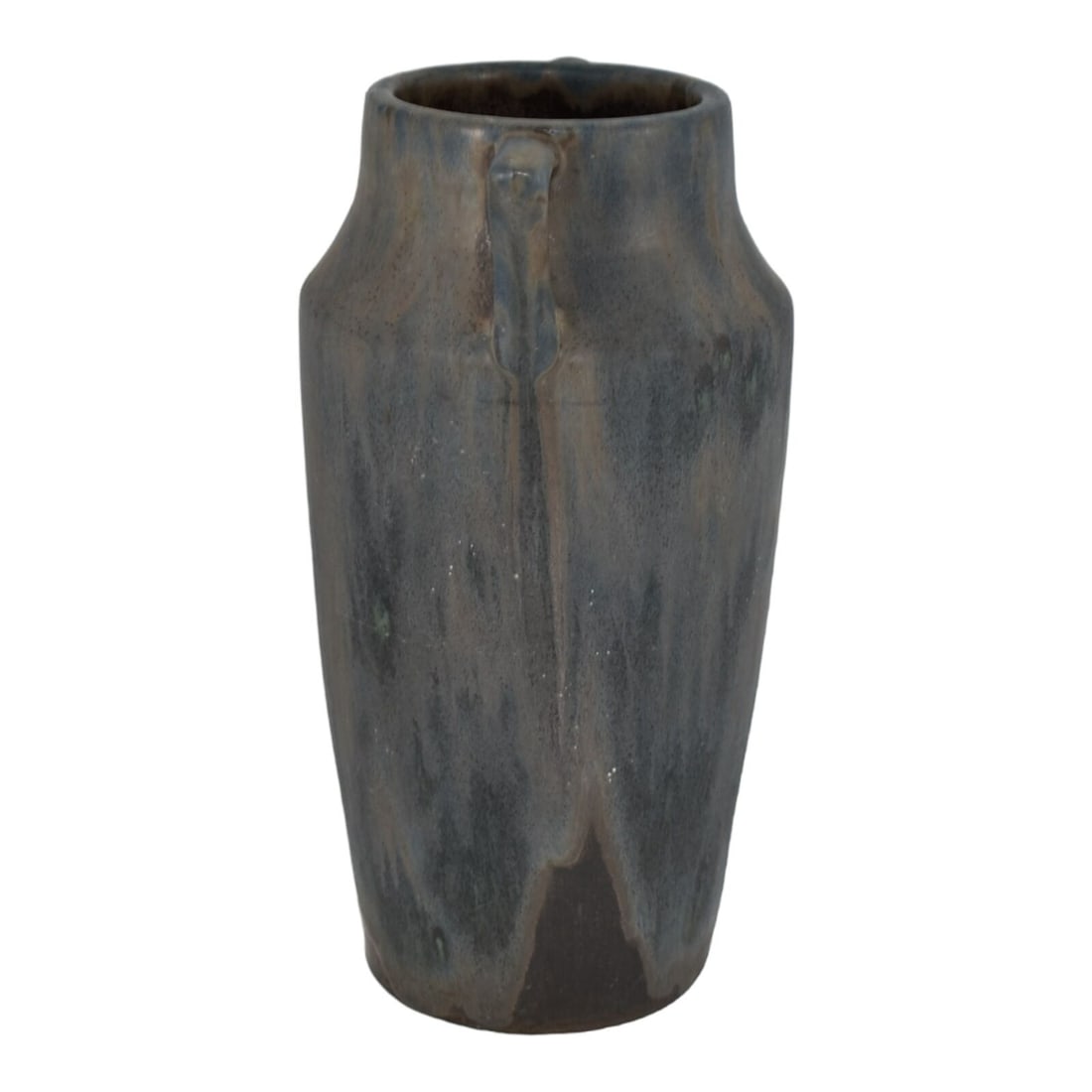 Pottery Art Mottled Dark Brown Handled Clay Vase - 2