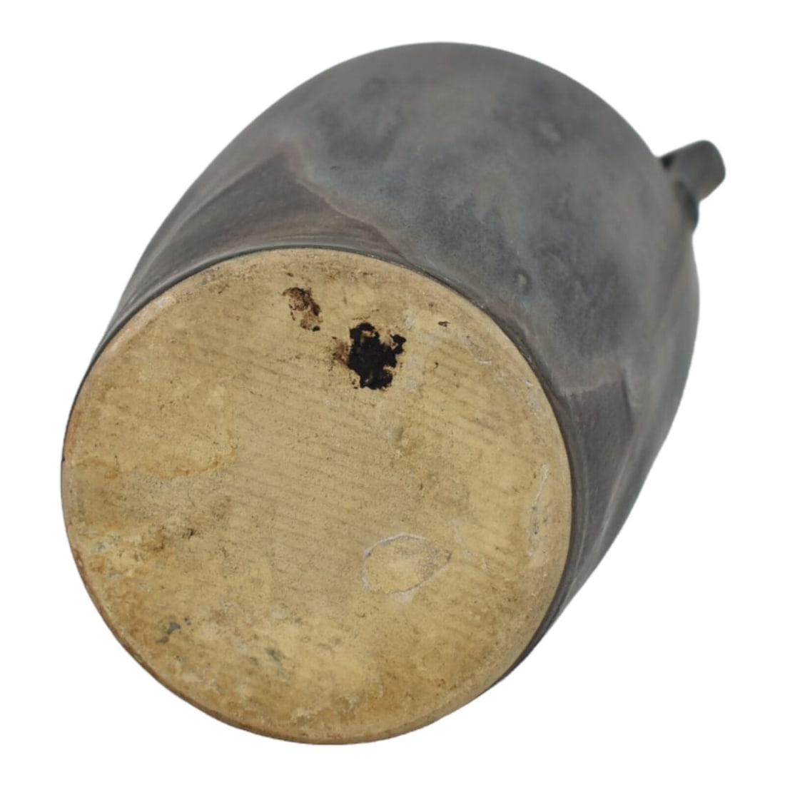 Pottery Art Mottled Dark Brown Handled Clay Vase - 4