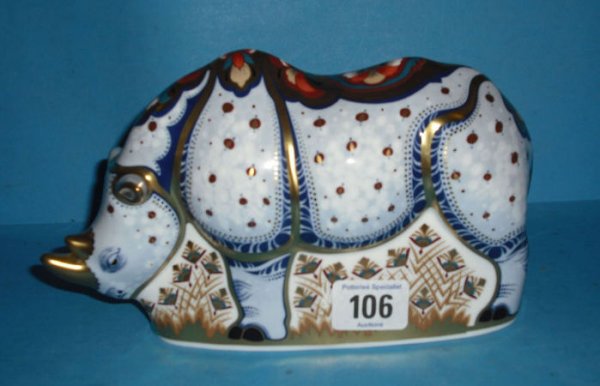 Royal Crown Derby Paperweight White Rhino special 