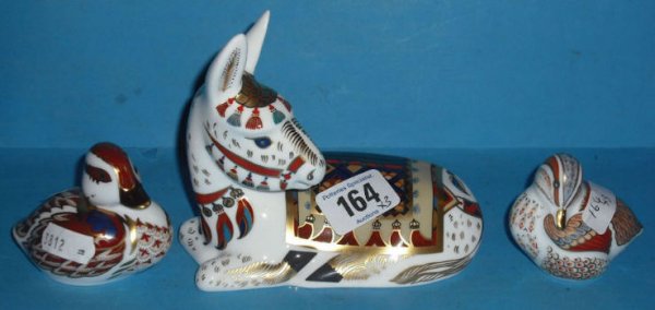 Royal Crown Derby Paperweights Donkey, Duck and Te: Royal Crown Derby Paperweights Donkey, Duck and Teal Duckling (3)