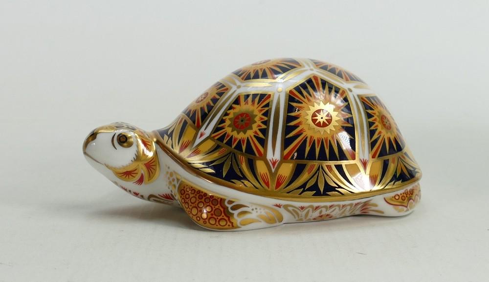Royal Crown Derby paperweight Madagascan Tortoise: From: Royal Crown Derby paperweight Madagascan Tortoise: From the endangered species range for Sinclair's, limited edition 248/1000. Signed John Sinclair & Hugh Gibson 2000. Gold stopper boxed and certifica