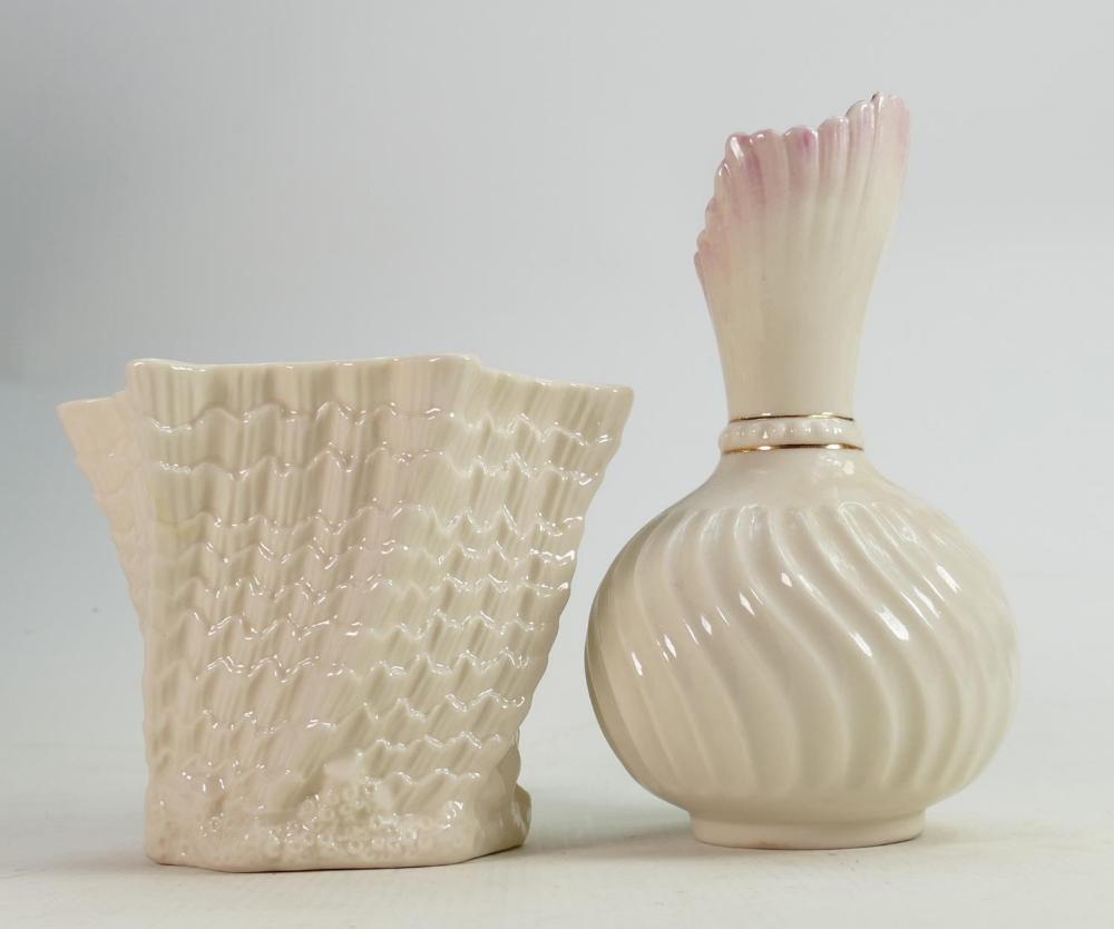 Belleek Creamware planter and vase: Height of tallest: Belleek Creamware planter and vase: Height of tallest 18cm. (2)