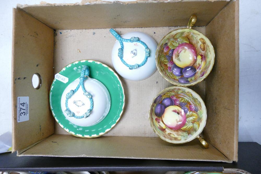 Aynsley Orchard Gold Tea Cups Saucers: together with 2 (1 of 1)