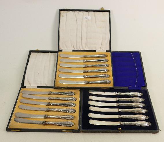 Three sets of cased hallmarked silver handled fruit (1 of 1)