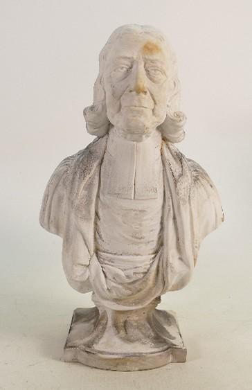 Enoch Wood early 19th Century bisque bust of The Rev: Enoch Wood early 19th Century bisque bust of The Rev John Wesley M.A on plinth: Height 33cm, inscribed Enoch Wood, Sculp. Burslem. From part of a collection discovered in 1974 hidden in a Burslem chur