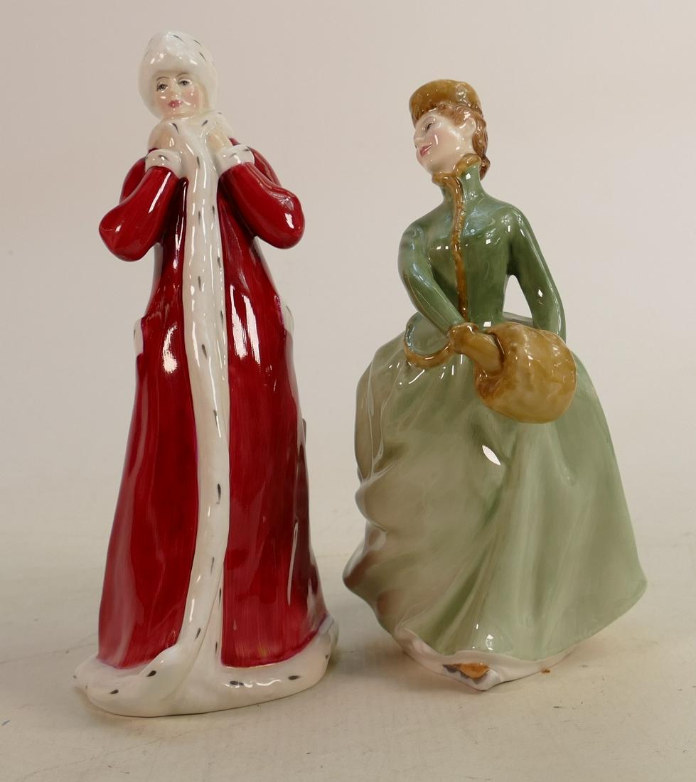 Royal Doulton Lady Figures Wintertime HN3060 & Grace: Royal Doulton Lady Figures Wintertime HN3060 & Grace HN2318(2):
