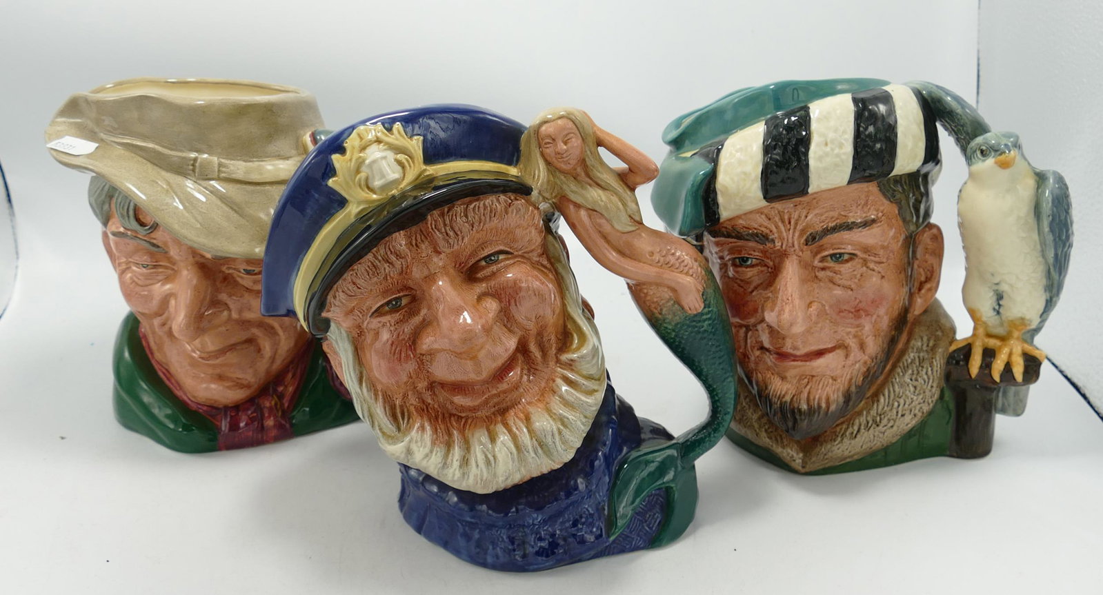 Royal Doulton Large Seconds Character Jugs: Old Salt,: Royal Doulton Large Seconds Character Jugs: Old Salt, The Poacher & The Falconer(3)