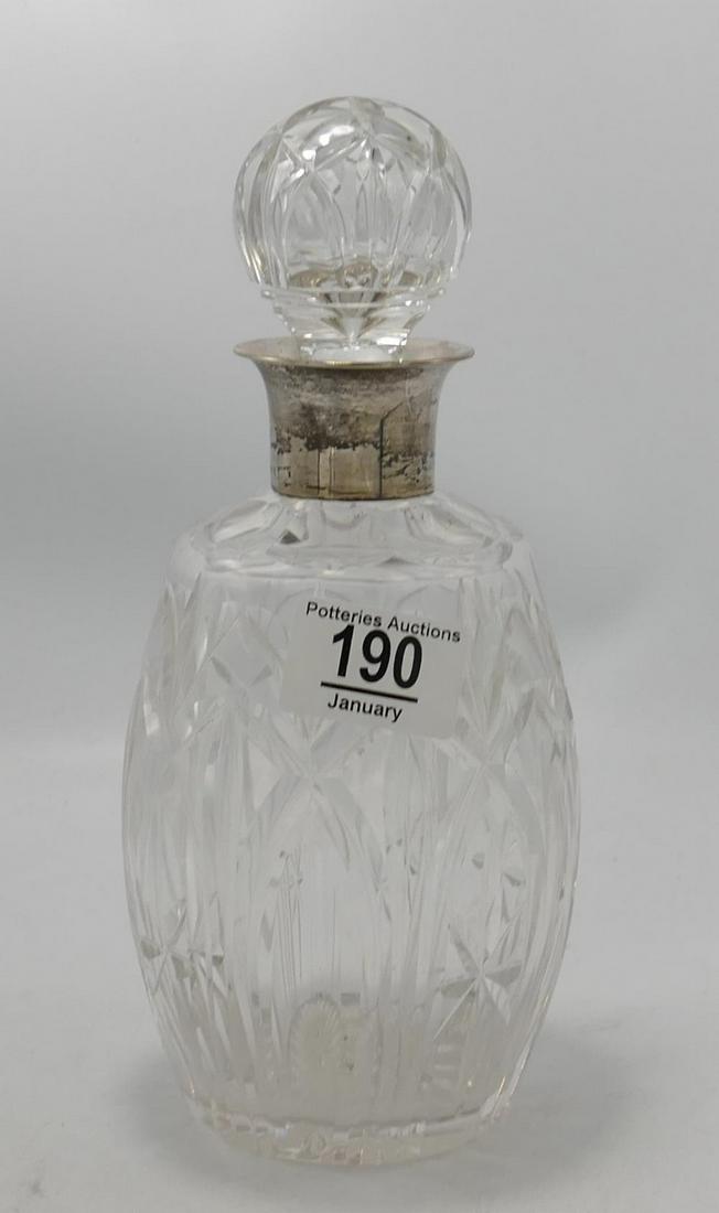Quality Cut Glass Crsytal Silver Collared Decanter: (1 of 1)