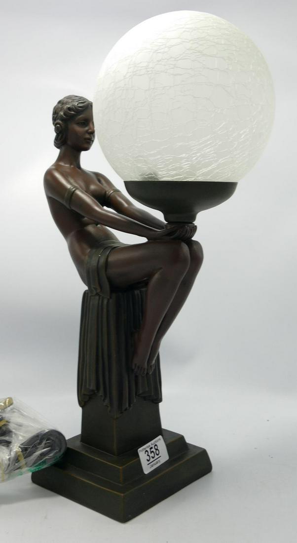 Bronzed Resin Art Deco Figure Lamp Base: height 42cm (1 of 1)