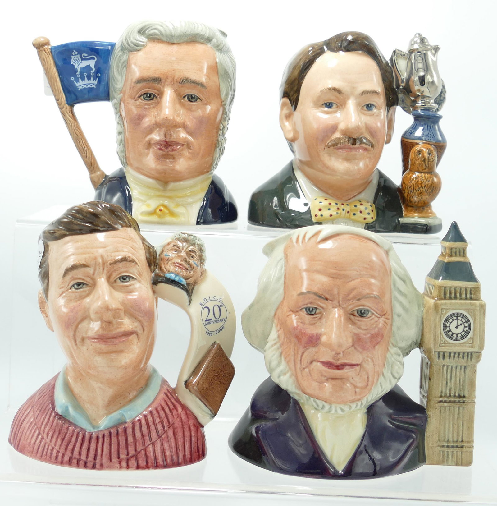Royal Doulton DCC & Limited Edition Character jugs: Sir: Royal Doulton DCC & Limited Edition Character jugs: Sir Henry Doulton D6921, Eric Knowles D7130, The Jug Collector D7147 & John Doulton D6654(4)