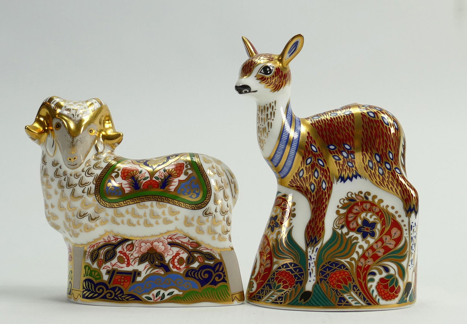 Royal Crown Derby paperweights: Fawn together with (1 of 2)