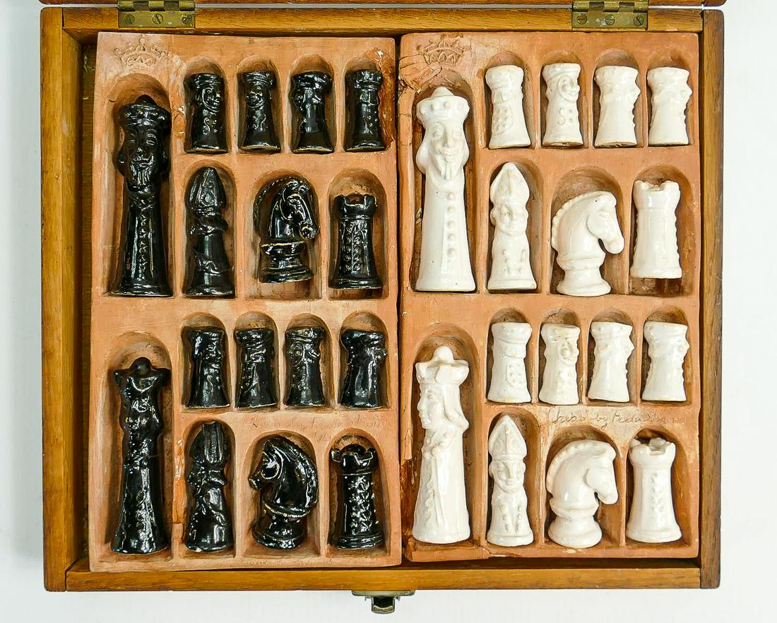 20th century glazed studio pottery chess set: Designer (1 of 2)