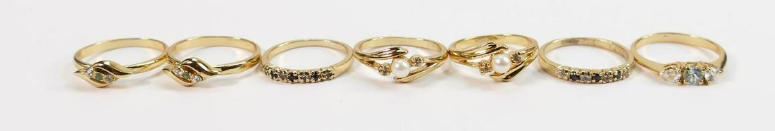 7 x gold plated dress rings of nice quality with claw set stones. (1 of 1)