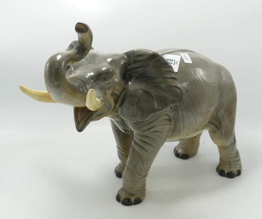 Large Melbaware Elephant with trunk in salute: height 30cm: Large Melbaware Elephant with trunk in salute: height 30cm