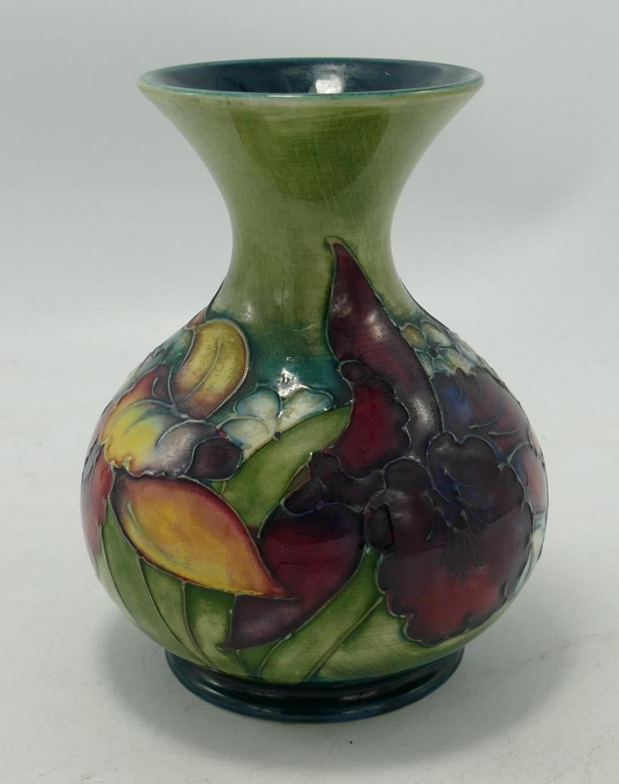 Moorcroft Orchid on Fading Green Ground Vase: height 12cm (1 of 1)