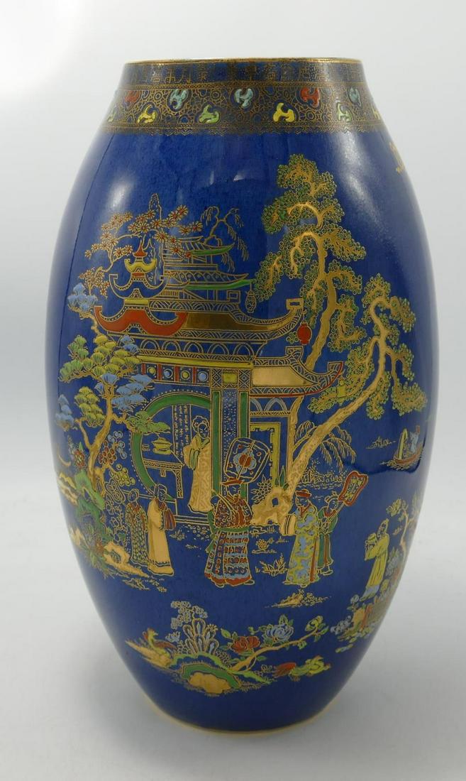 Large Cartlonware Blue Pagoda patterned vase: height 26.5cm (1 of 1)